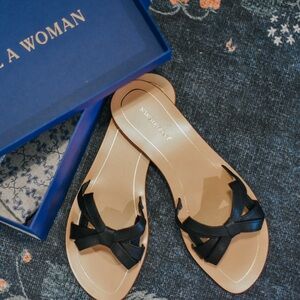 Sarah Flint Mirjana Black Vachetta Flat Sandal | Interwoven Bow| NWOB | Size 8.5